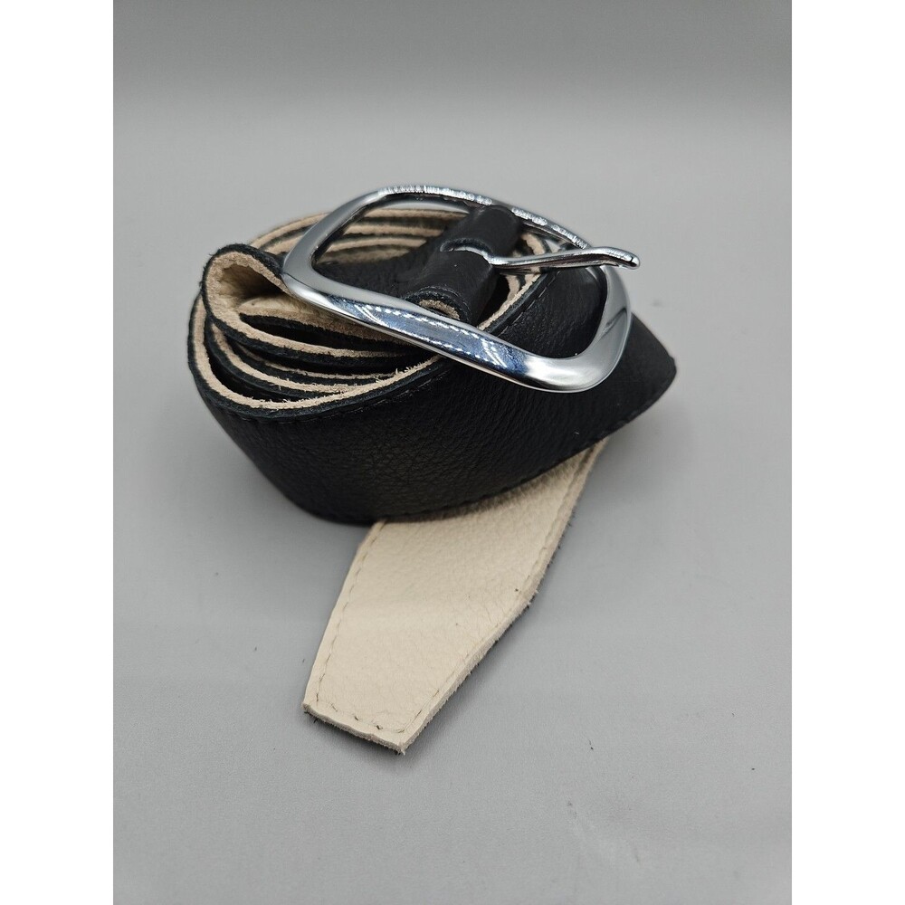 Crescent Reversible Black Tan Soft Leather Belt Size 35 Hand Made In USA 1.75"